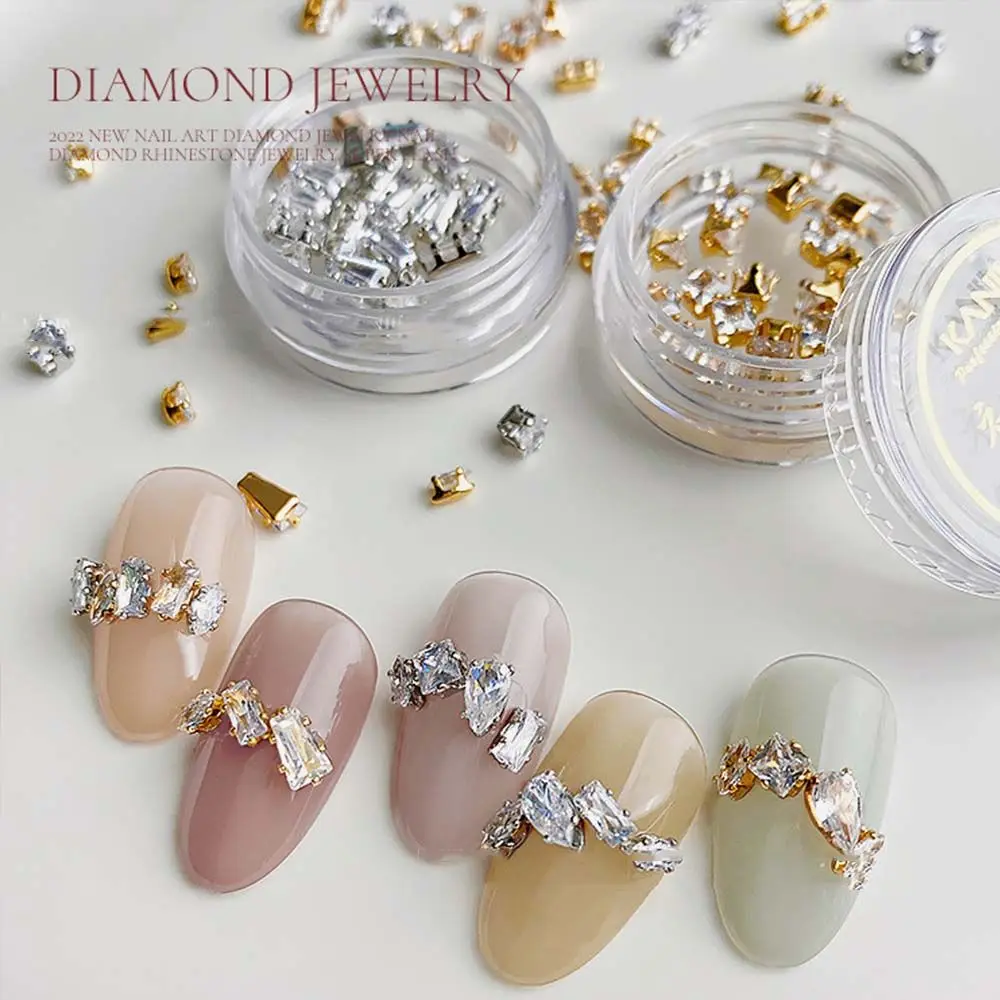 Fai da te zircone manicure ornamenti per unghie quadrati strass per unghie in cristallo ciondoli per nail art decorazione per unghie con diamanti set di gioielli per unghie