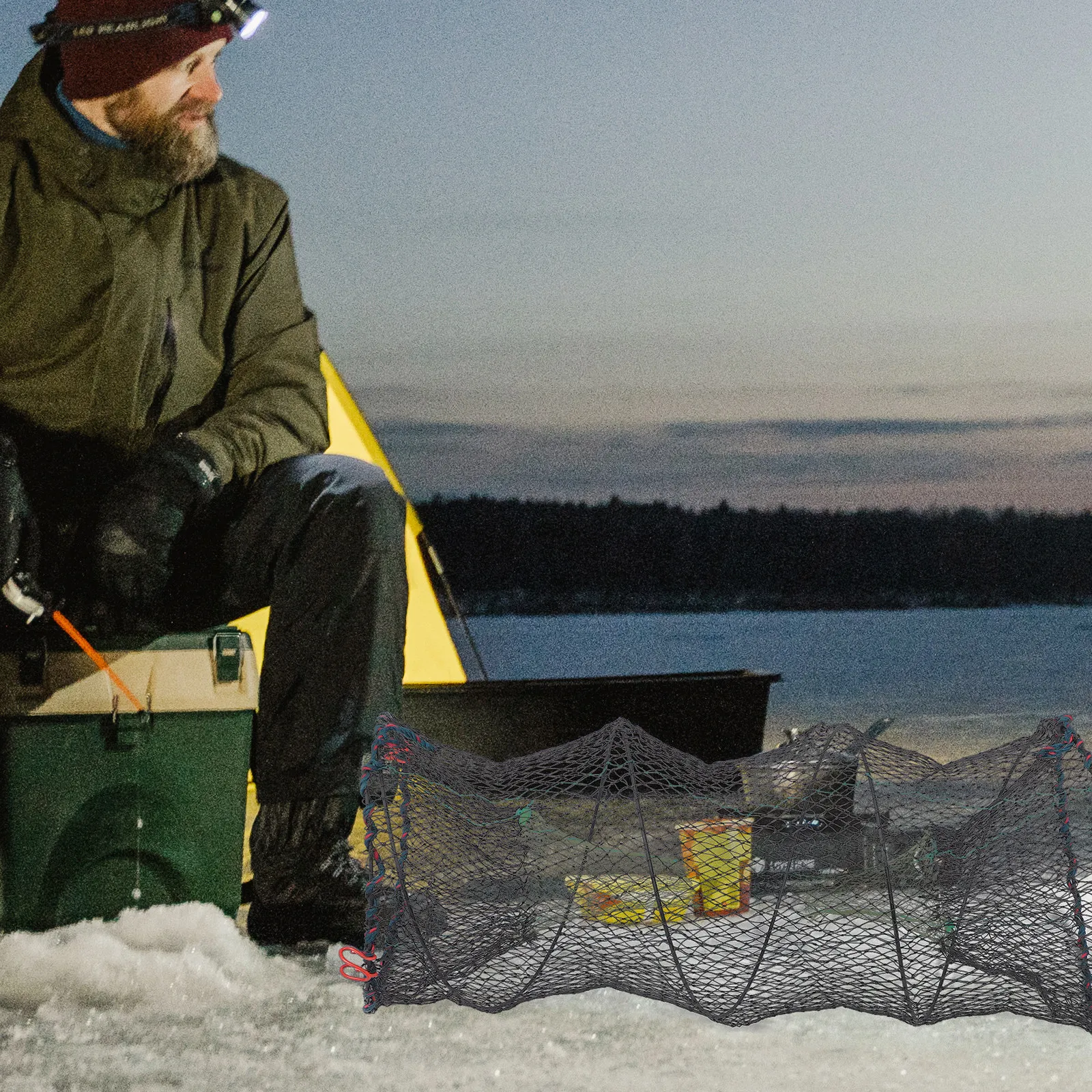 

1 шт. Складная круглая пружинная сеть-ловушка для креветок, портативная складная подсачечная сеть для раков, гольяна, сомика, крабов