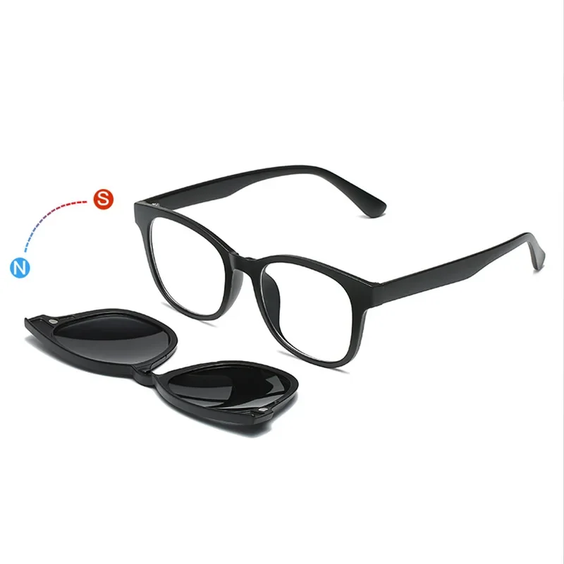 6 In 1 Spectacle Frame Men Women With 5 PCS Clip On Polarized Sunglasses Magnetic Glasses Male Computer Optical 2201