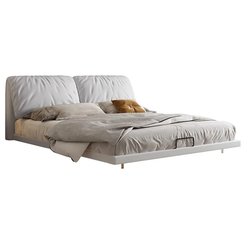 Suspension bed no bedside modern simple small apartment tatami bed and breakfast double solid wood bed Internet celebrity