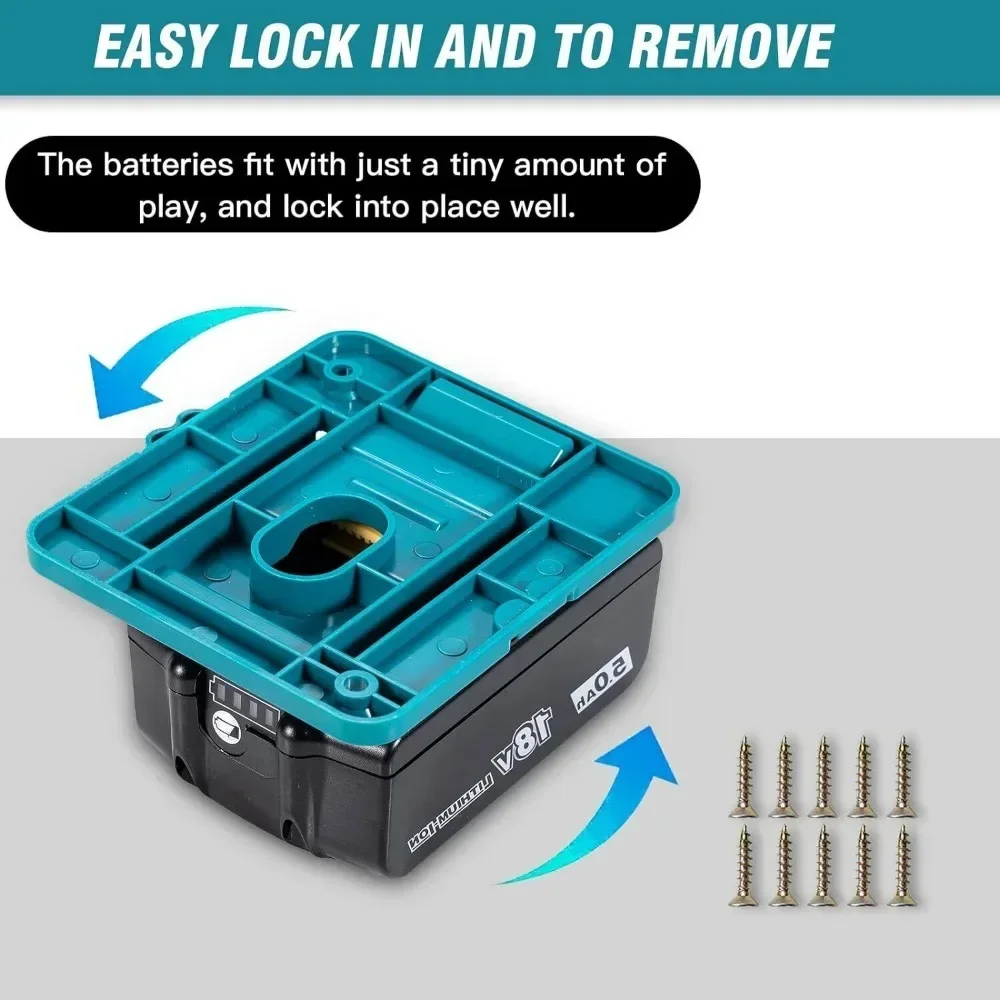 10PCS Battery Holder with Screws Battery Mounts Holder Dock for Makita 18V Fit for BL1860 BL1850 BL1840 BL1830(w/10 Screws)