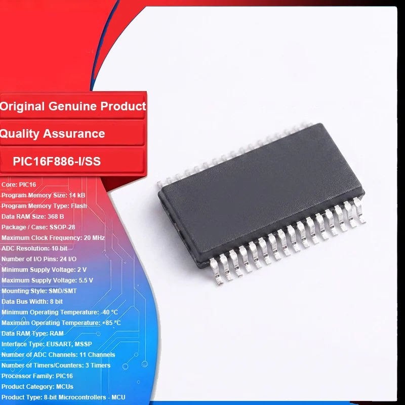 579-PIC16F886-I/SS Original New 1PCS 8-bit Microcontrollers - MCU 72 MHz Integrated Circuit IC Chip for Electronic  Pc Board DIY