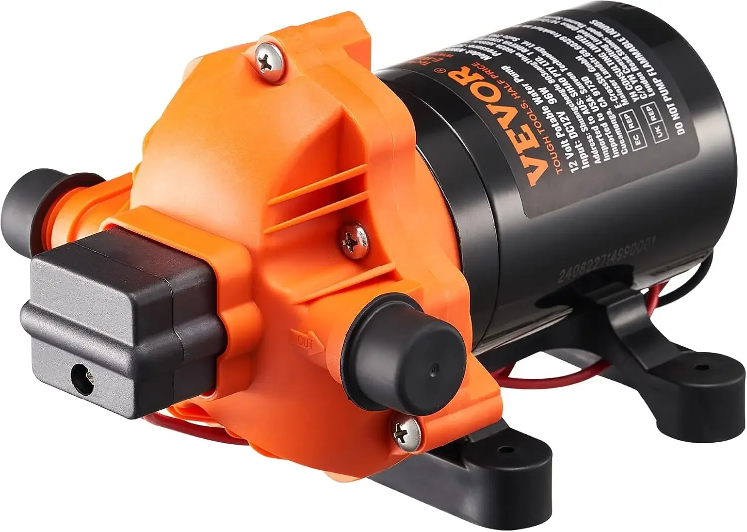 

12V Diaphragm Pump, 3 GPM (11.36 L/min), 3-Chamber 12 Volt DC Water Pump with Automatic Pressure Switch 40-100 PSI Adjustable