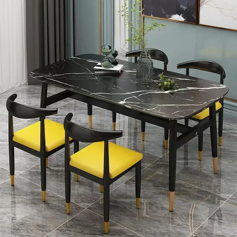 

For Living Room Center Dining Table Set Waterproof Coffee Dinner Table And Chairs Marble Mesas De Jantar Auxiliary Furniture