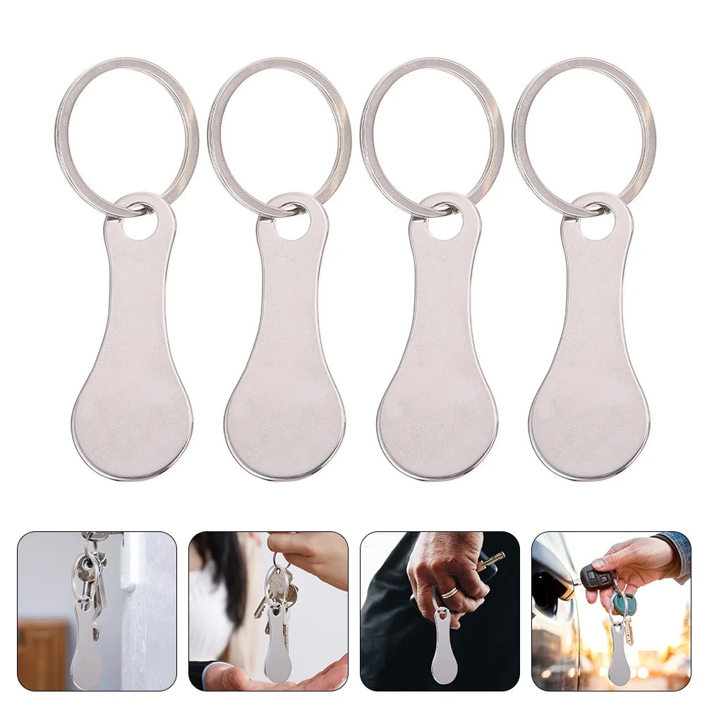 Shopping Trolley Cart Key Token Coin Tokens Holder Quarter Ring Compact Rings Metal Grocery Keyring Stainless Steel Portable