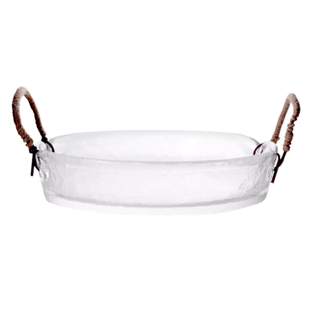 

Creative Salad Bowl Binaural Handle Glass Material Family Gatherings Parties Weddings Binaural Handle Glass Bowl