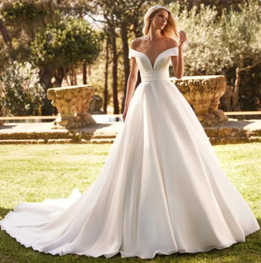 

Woman Othray Official Store Bridal V-neck Siren Cut Wedding Dress for Bride White Wedding Dresses for Women Gala Dresses