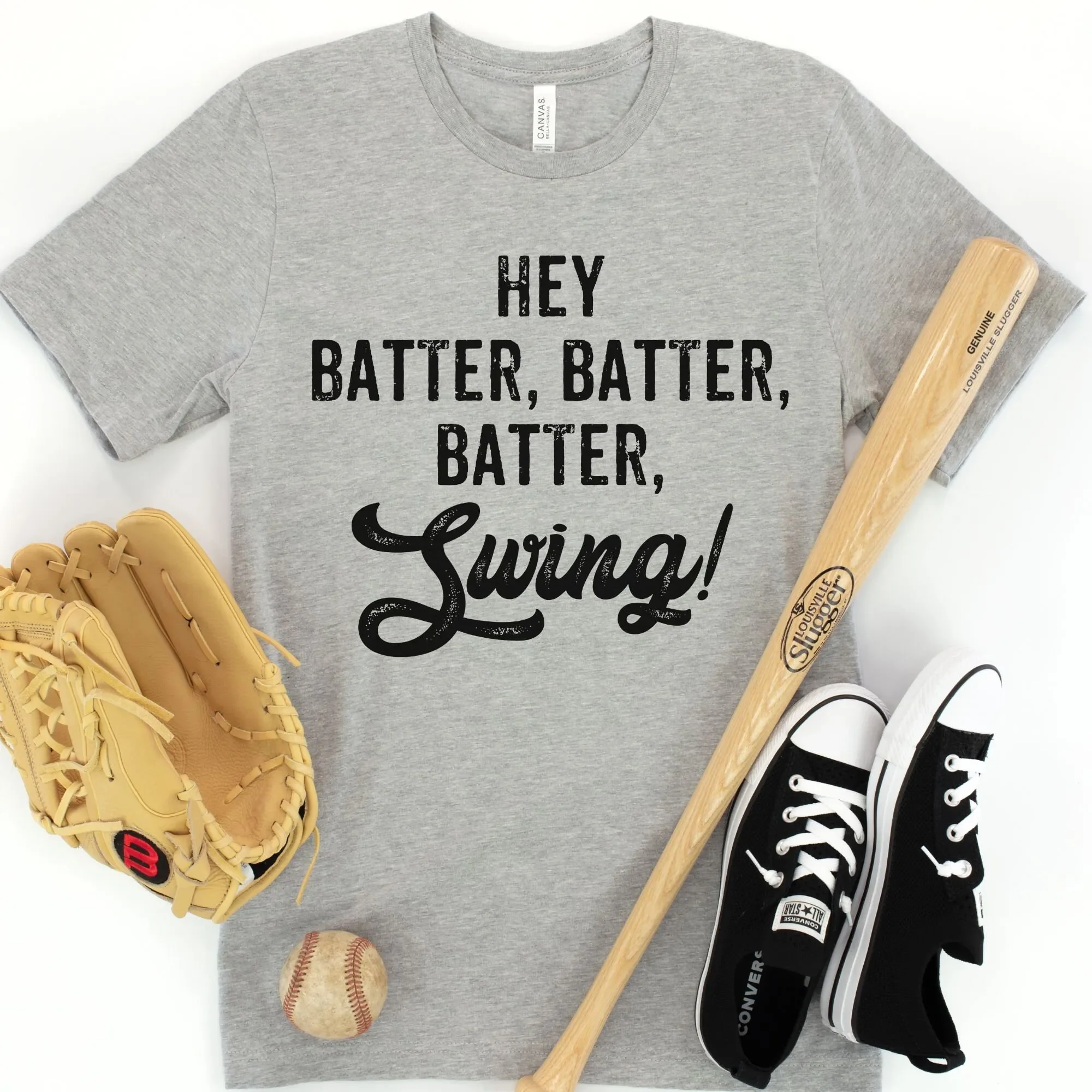 Baseball Fan T Shirt For Mom Dad Hey Batter Distressed Game Day Season Fathers