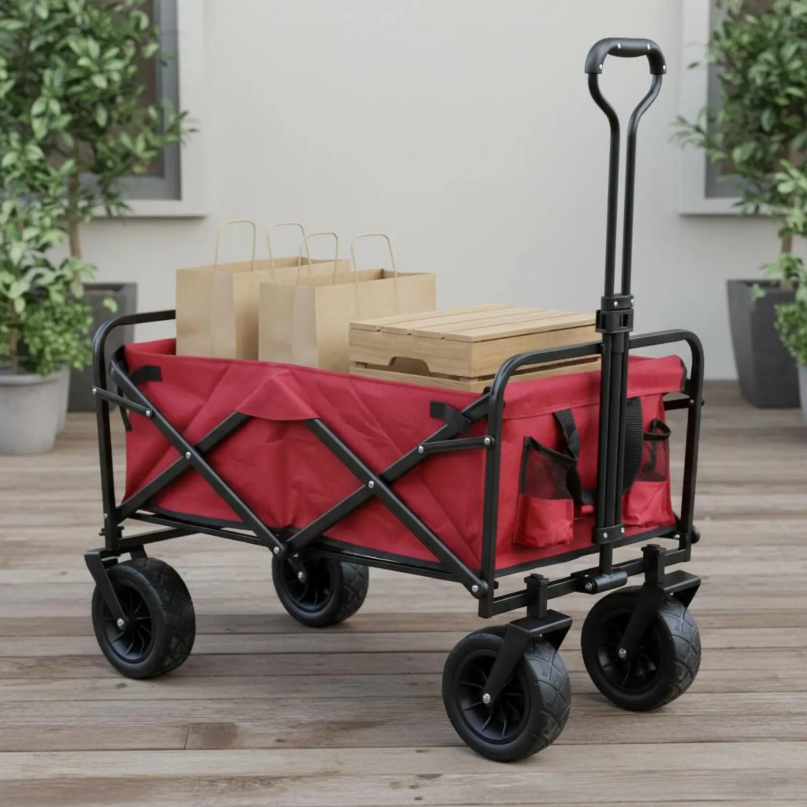 

Folding Wagon Foldable Camping Trolley Collapsible Wagon Carrier Lightweight Outdoor Gear Space Saving for Travel