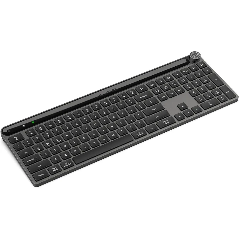 Black, 108 Keys, Connect Via Bluetooth or USB Wireless Dongle, Multi-Device Toggle, Soft Touch Keys