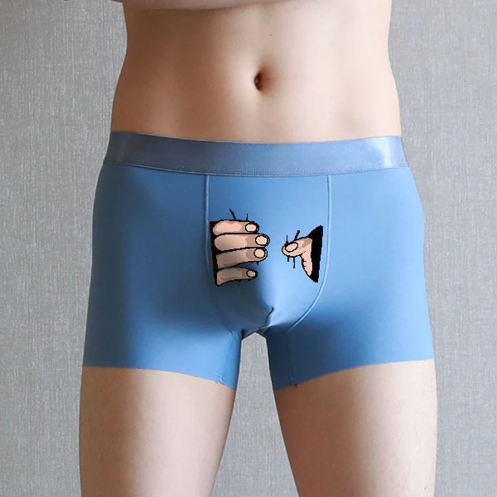 Men Underwear Men\'s Ice Silk Men\'s Boxer Briefs Funny Panties Personality Cartoon Boxer Shorts Soft Breathable Boxershorts