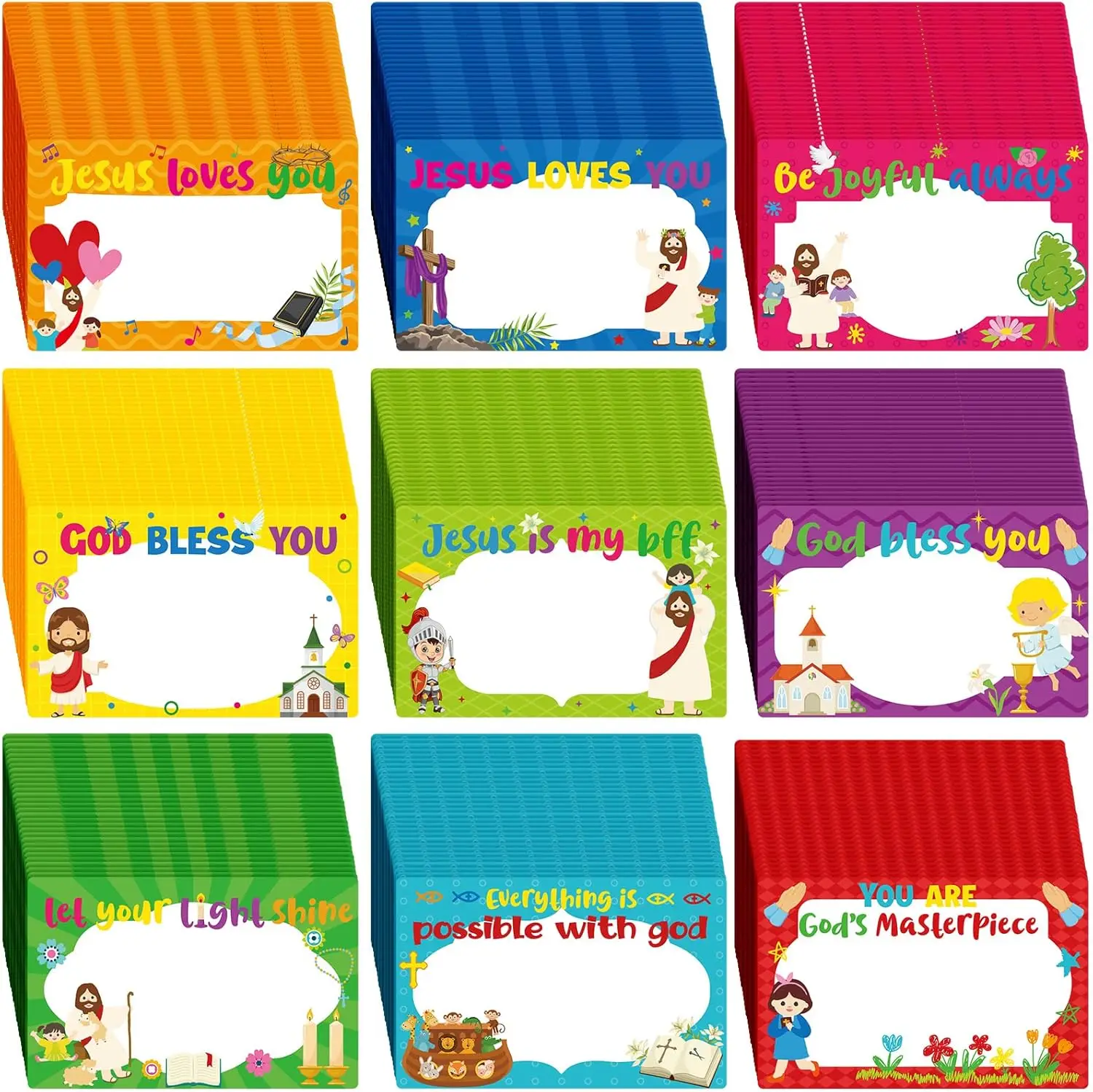 

270 Pcs Bible Verse Name Tag Stickers for Desk - Christian Classroom Supplies