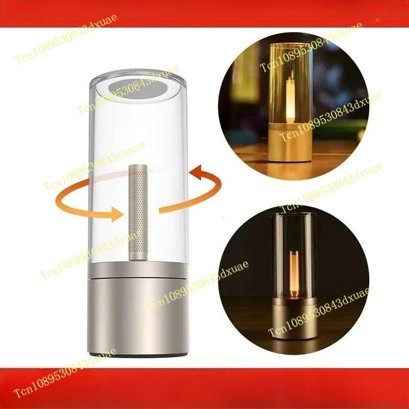Rechargable Candela Lamp Led Night Light Atmosphere Light Stepless Dimming Nightstand Lamp for Bedroom