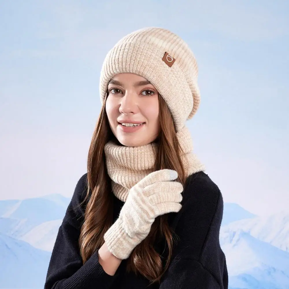 قبعة شتوية قبعة وشاح قفازات 3 قطعة مجموعة قبعات متماسكة دافئة قفازات شاشة لمس وشاح للرقبة هدايا الشتاء الباردة واقية للجنسين الكبار