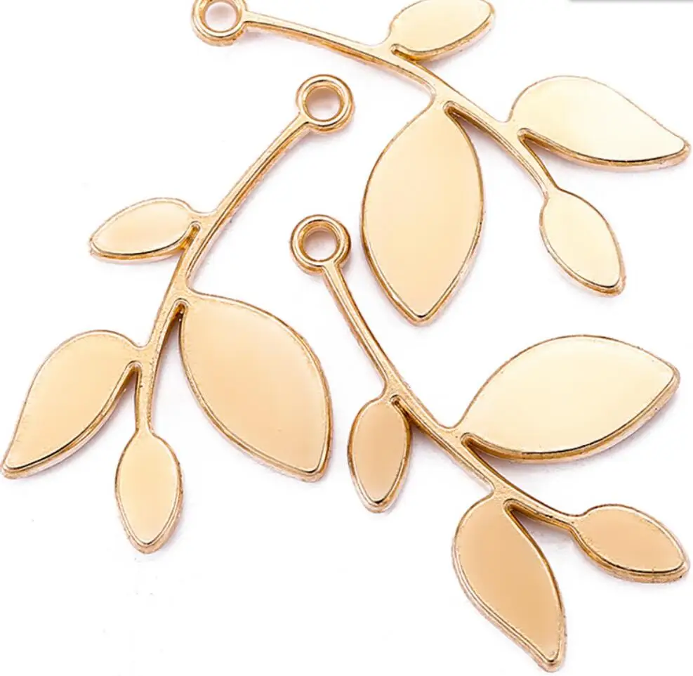 100pcs 24*13mm New Product 5 colors small leaves Charms Necklace Pendant Bracelet Jewelry Making Handmade Crafts diy F0342