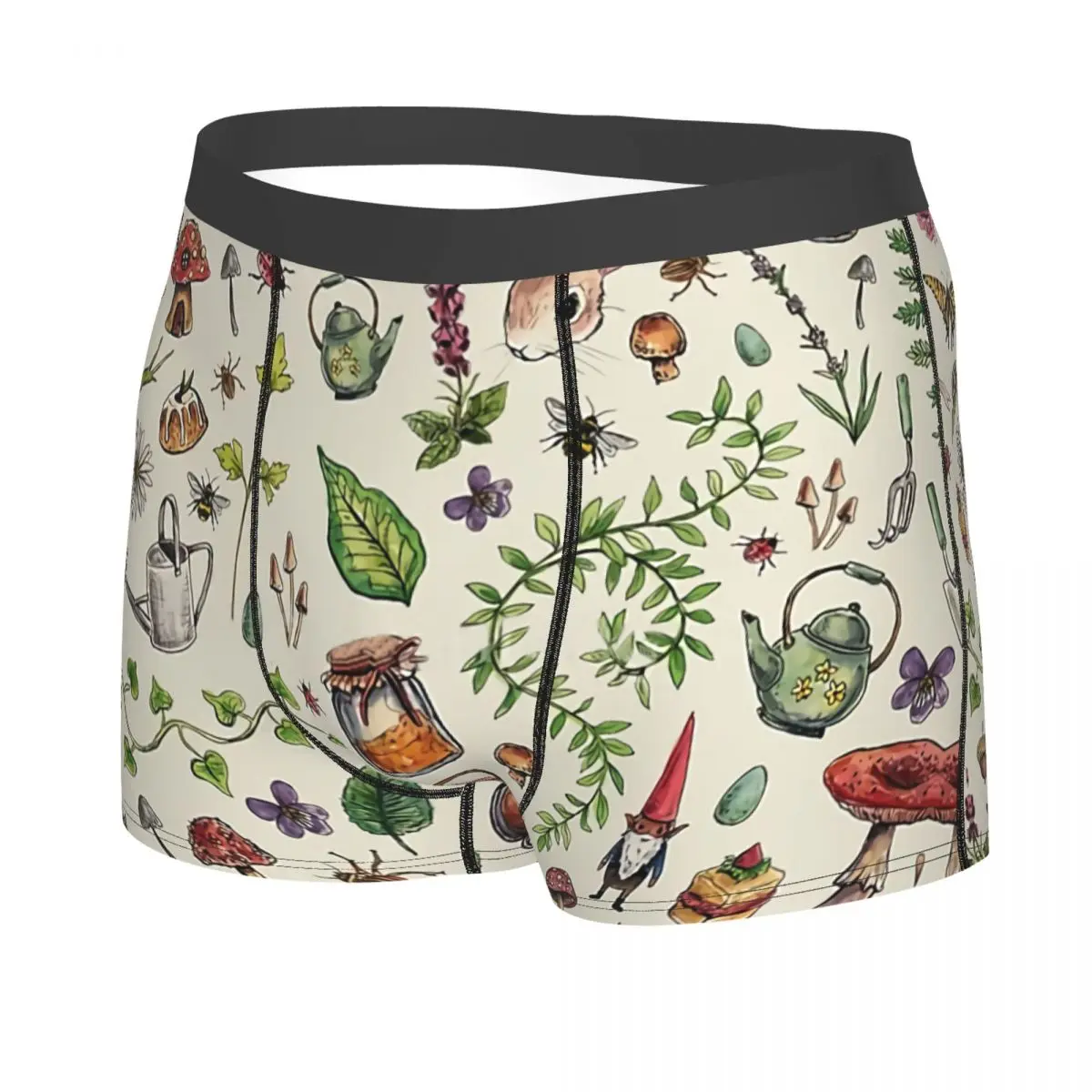 Cottagecore Light Green Man's Boxer Briefs Underwear Mushroom Mushrooms Forest Highly Breathable High Quality Gift Idea