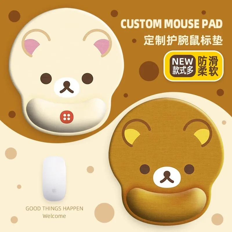 

Rilakkuma пена с эффектом памяти, поддержка запястья, коврик для мыши, силиконовый нескользящий коврик для учебы, офиса, женской компьютерной периферийной мыши, аксессуар для клавиатуры