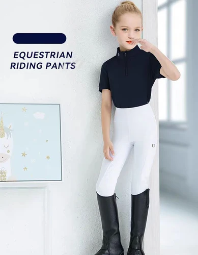 Pantalones ecuestres de verano para niños, pantalones de montar a caballo tejidos de alta elasticidad para niños, silicona completa