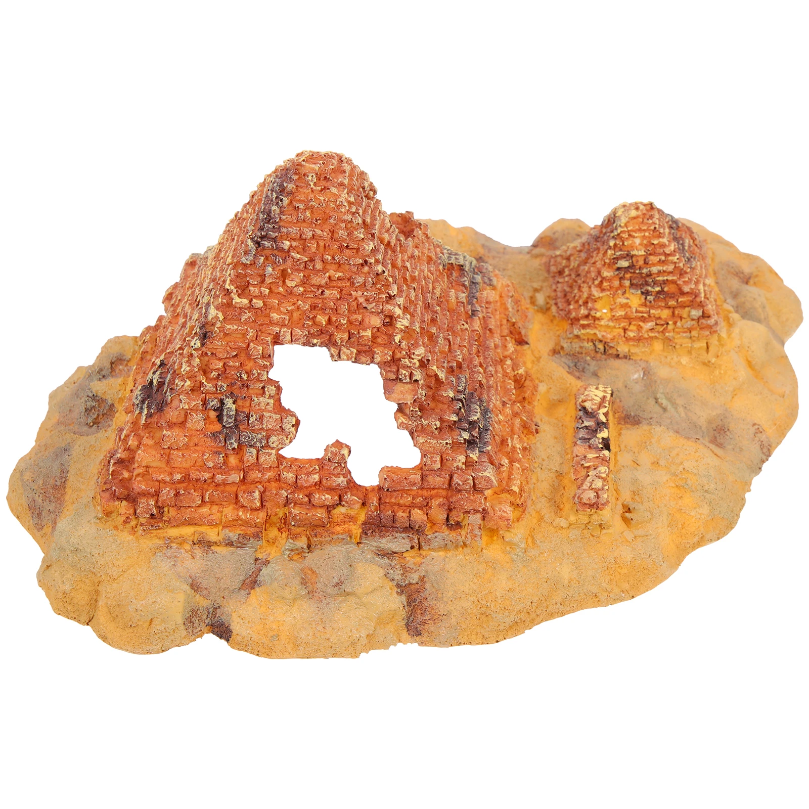 

Resin Reptile Pyramid Hideout Terrarium Decor Small Lightweight Realistic Design Safe Hiding Shelter For Lizards Frogs Turtles