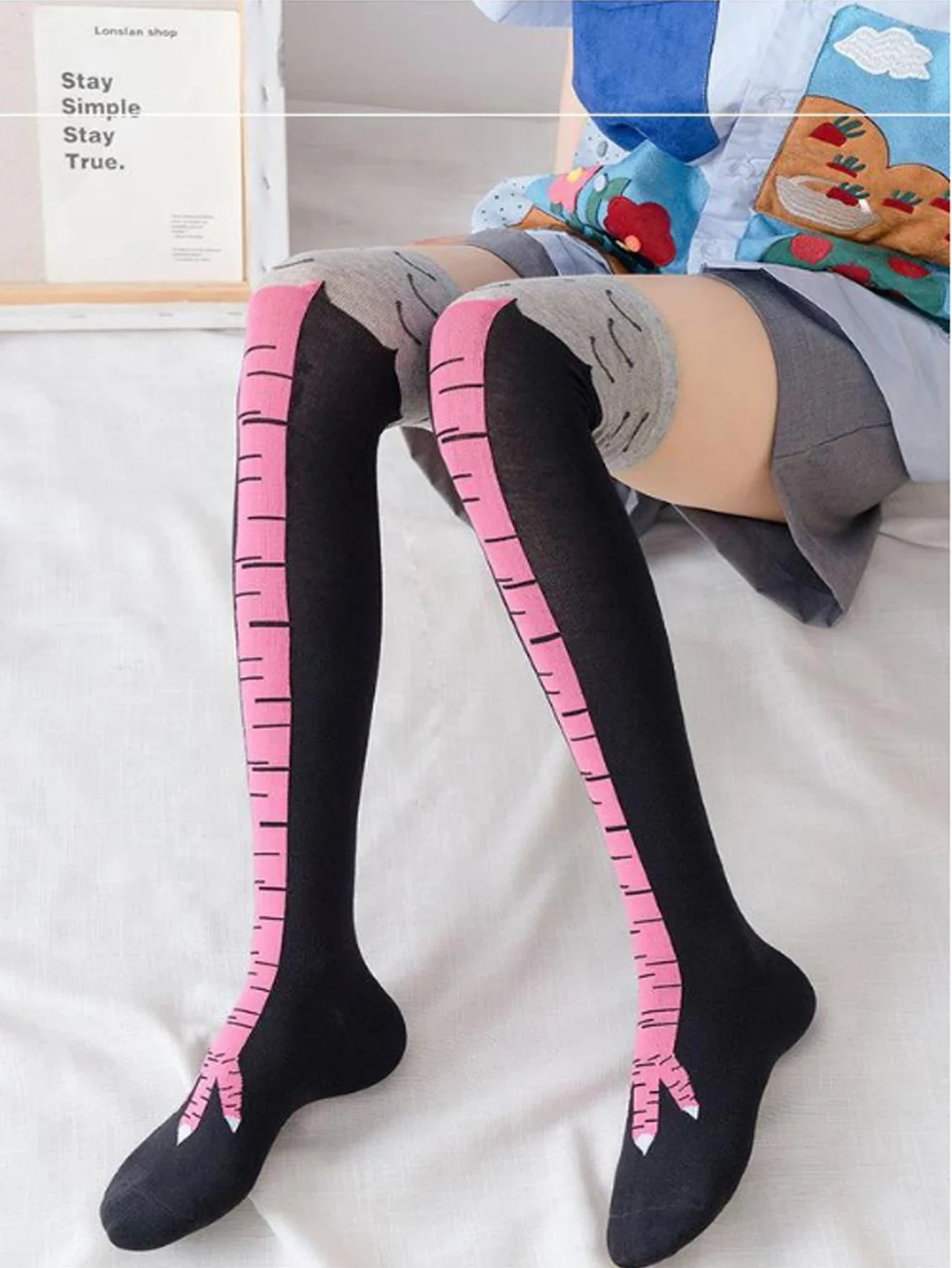 6pairs Over-The-Knee Chicken Feet Socks, Funny 3D Printed Fitness Personality Socks