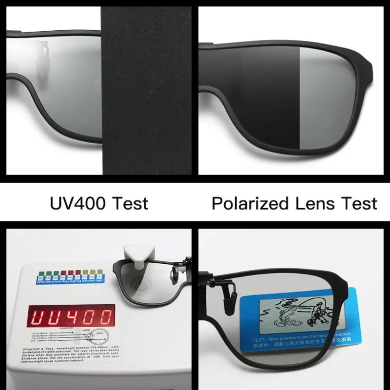 Trending Clip On Sunglasses Large Frame Men Polarized Flip Up Sun Glasses Driving Adapt Mirror Blue Red Polarising Lens