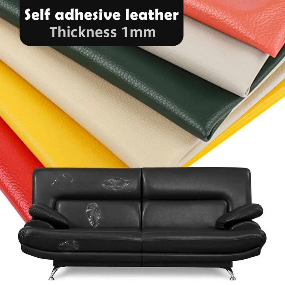 2024 Upgraded Self-adhesive Leather Increase The Viscosity Thickness of 1mm Litchi Stria Leather Repair Sofa Seat Leather Patch