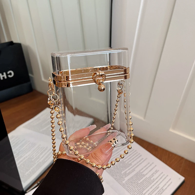 

Chain Clutch Bag Fashion Clear Handbag High Quality Transparent Acrylic Crossbody Bag Super Mini Lipstick Pack Trend Evening Bag