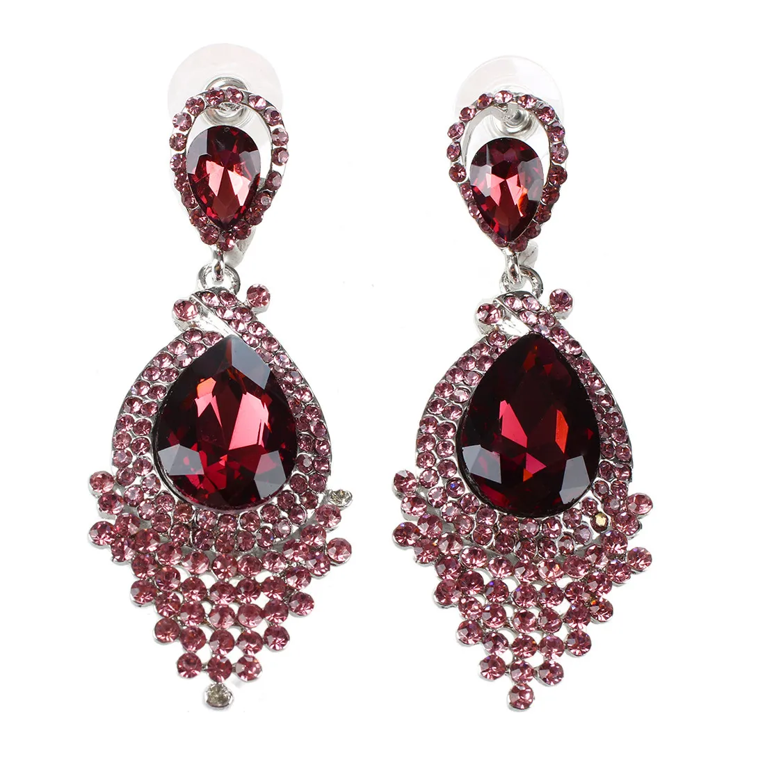 

Fashion Women Wedding Jewelry Austrian crystal long crystal drop large crystal bride earrings for women big earrings red 1#