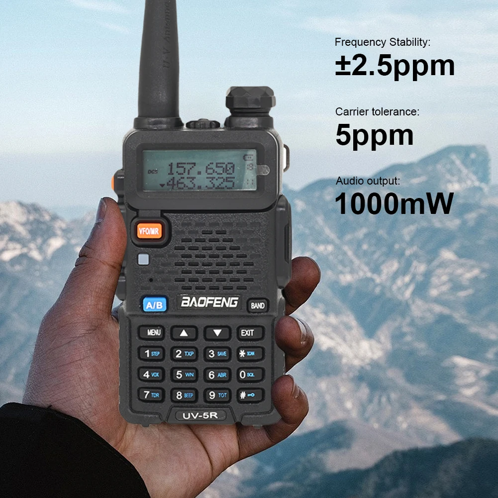 UV-5R Radio bidireccional de doble banda 136-174MHz y 400-520MHz 5W Radios jamón de largo alcance Radio portátil UHF/VHF