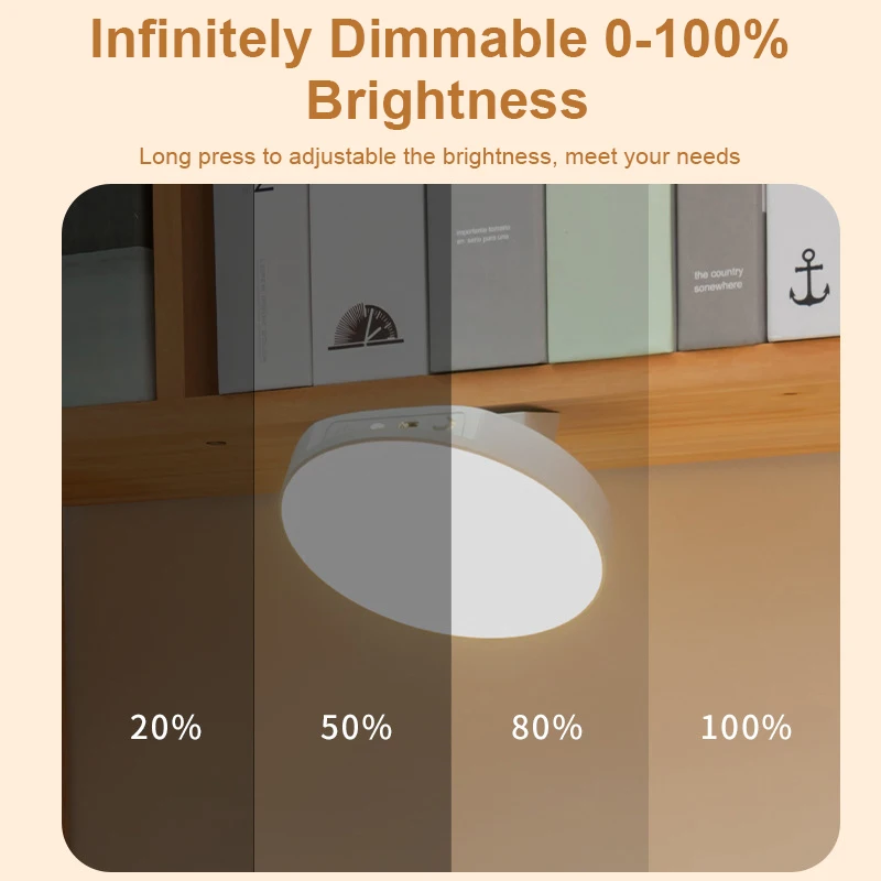 LED Cabinet Night Light Remote Dimmable 3 Color USB Rechargeable Magnetic Suction Night Lamp for Reading Working Bedside Closet