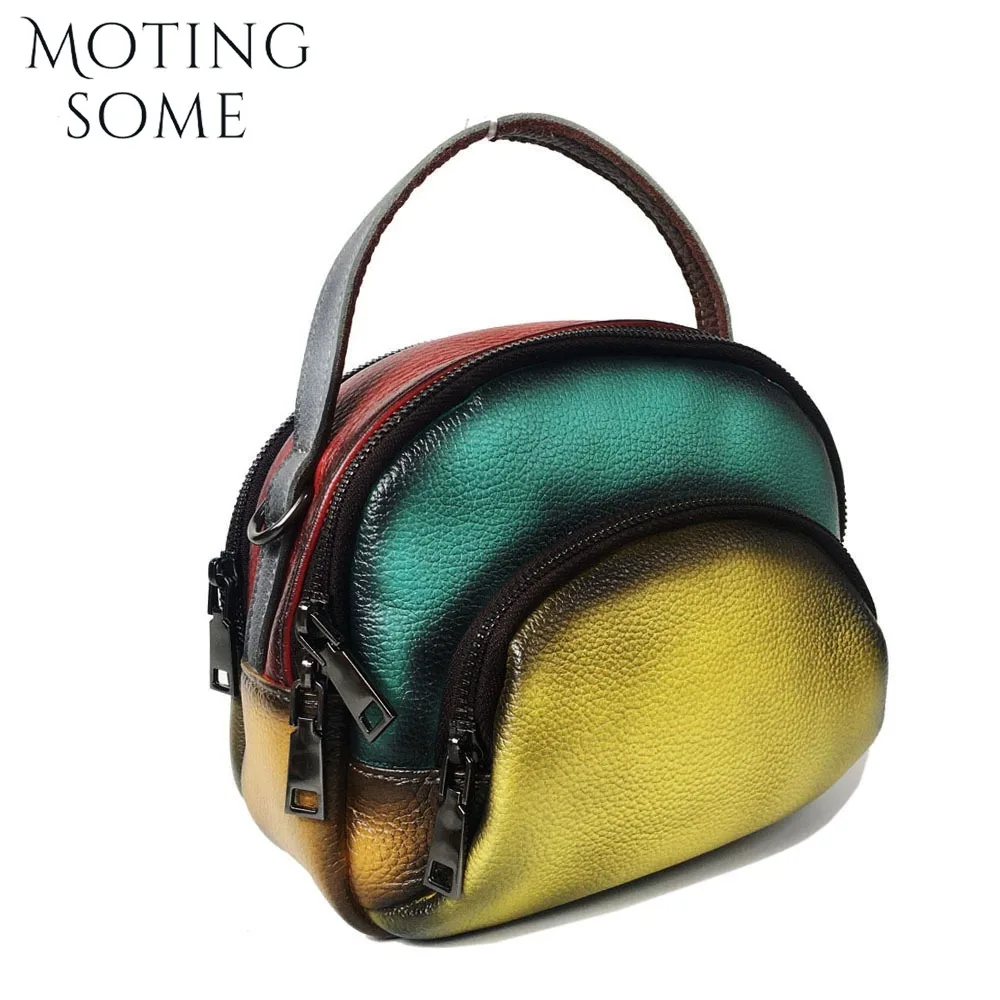 

Motingsome 100% Cowhide Leather Shoulder Handbag Crossbody Small Purse Handmade Color Brush Genuine Grade Messenger Tote 2025