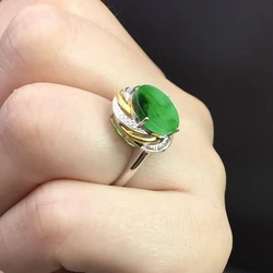Classic New Natural Chrysoprase Round Rings for Women Geometric Fashion Texture Chinese Style Wedding Jewelry Adjustable