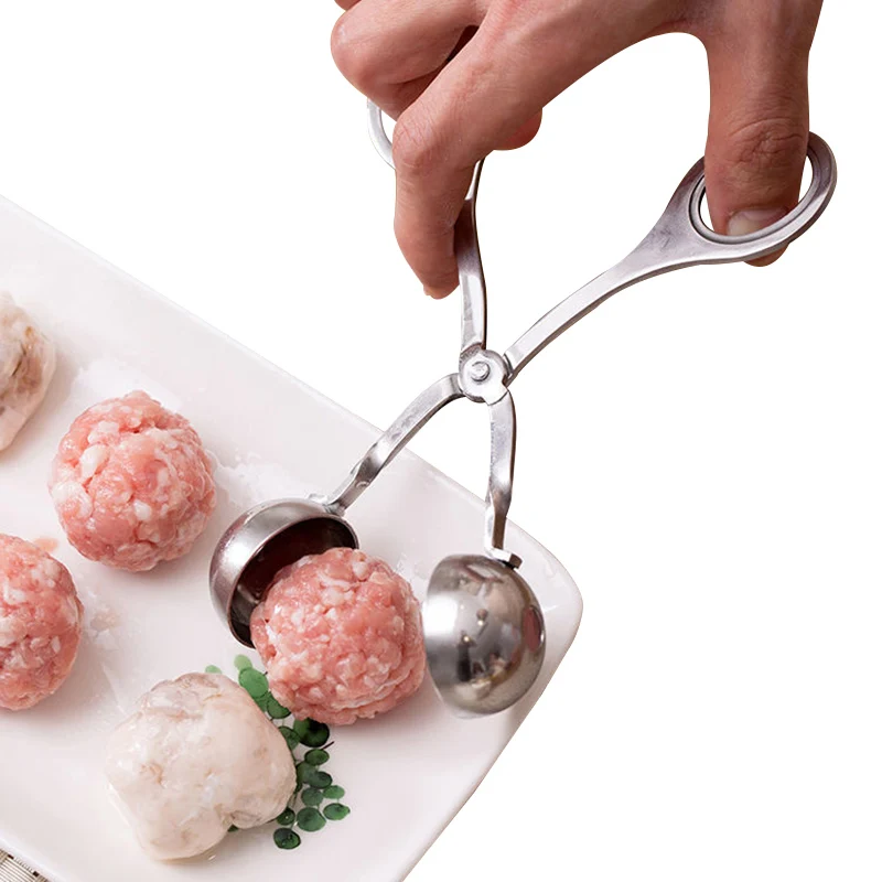 Abrazadera para albóndigas de acero inoxidable, pinzas redondas para hacer bolas de arroz con agarre, carne de cerdo, herramientas de cocina, Gadget DIY