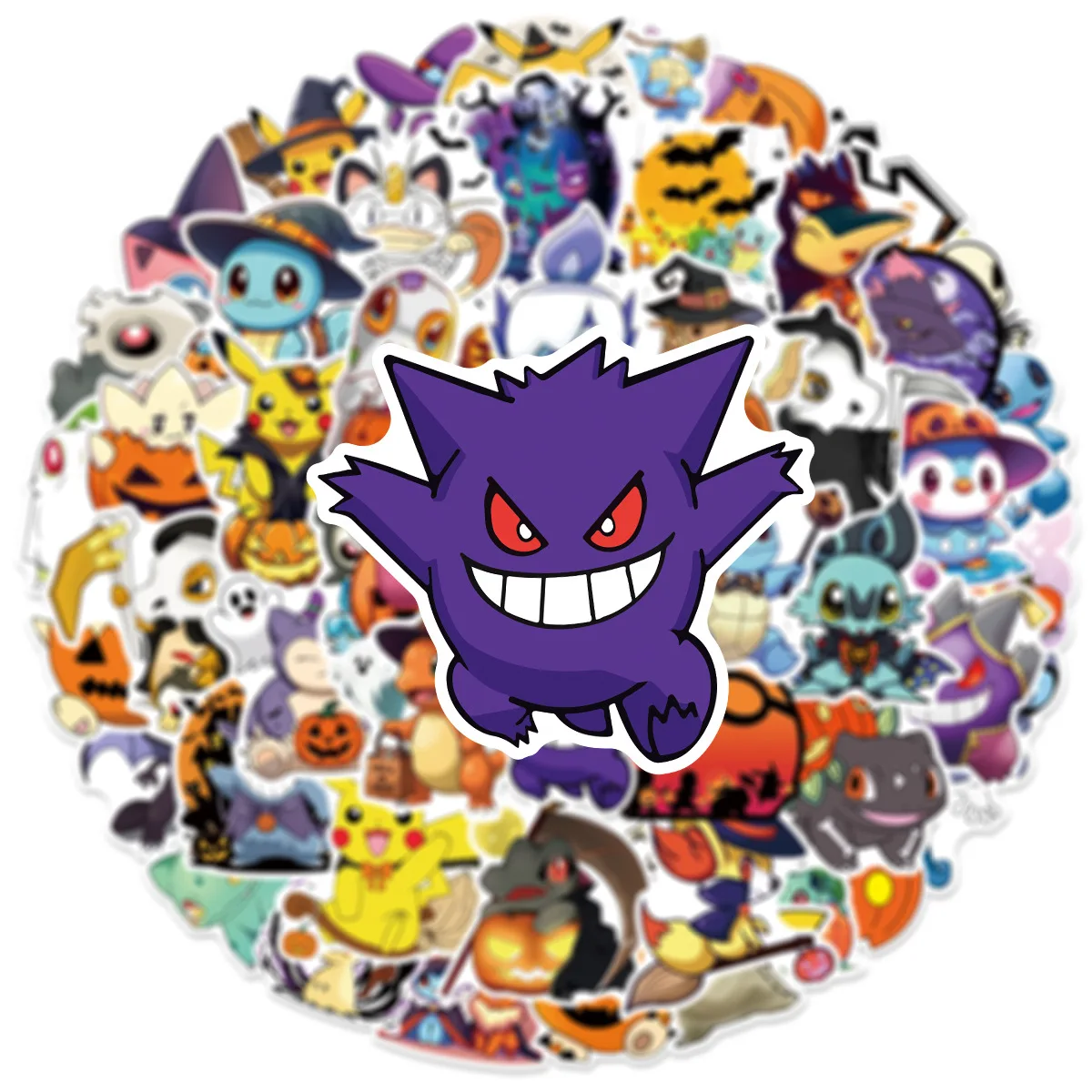 50PCS Halloween Pokemon Graffiti Stickers Phone Tablets Suitcases Party Notebooks Stationery Decor Waterproof Stickers