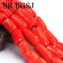 13-15mm Freeform Column Natural Orange Sea Bamboo Coral Jewelry Making Beads Strand 15inch