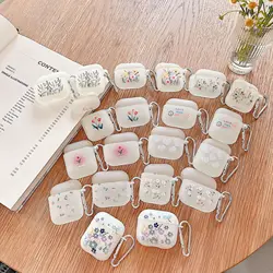 Ins Cute Flower Matte Case For AirPods Pro 2nd Soft TPU Cute Cover for AirPods 1 2 3 Bluetooth Earphone Charging Box Keychain