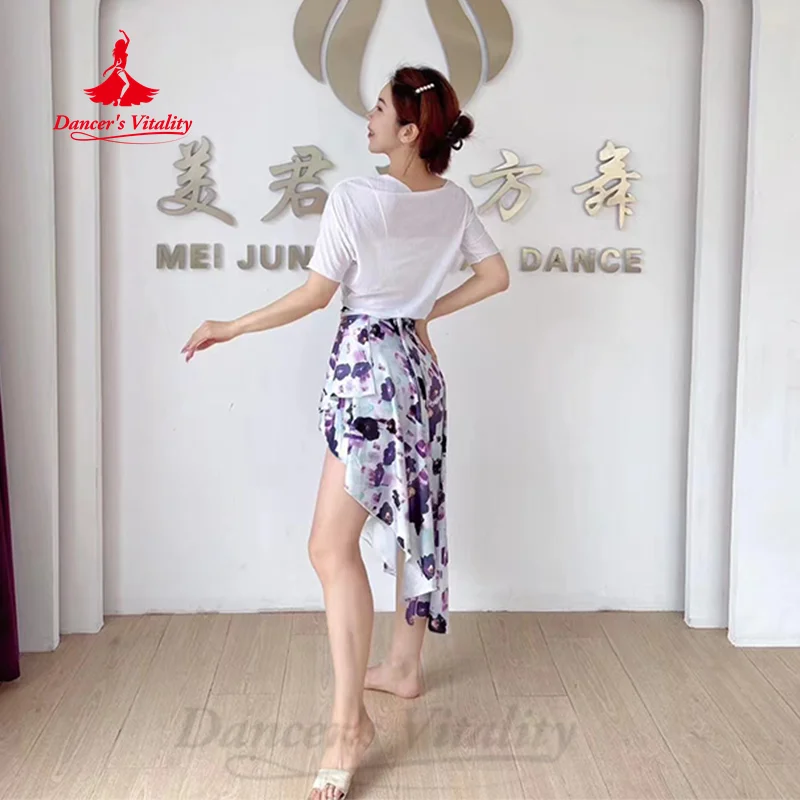 Bellydance Practice Clothes Women Customized Comfortable Short Sleeved Top+senior Printing Long Skirt 2pcs Oriental Dance Outfit