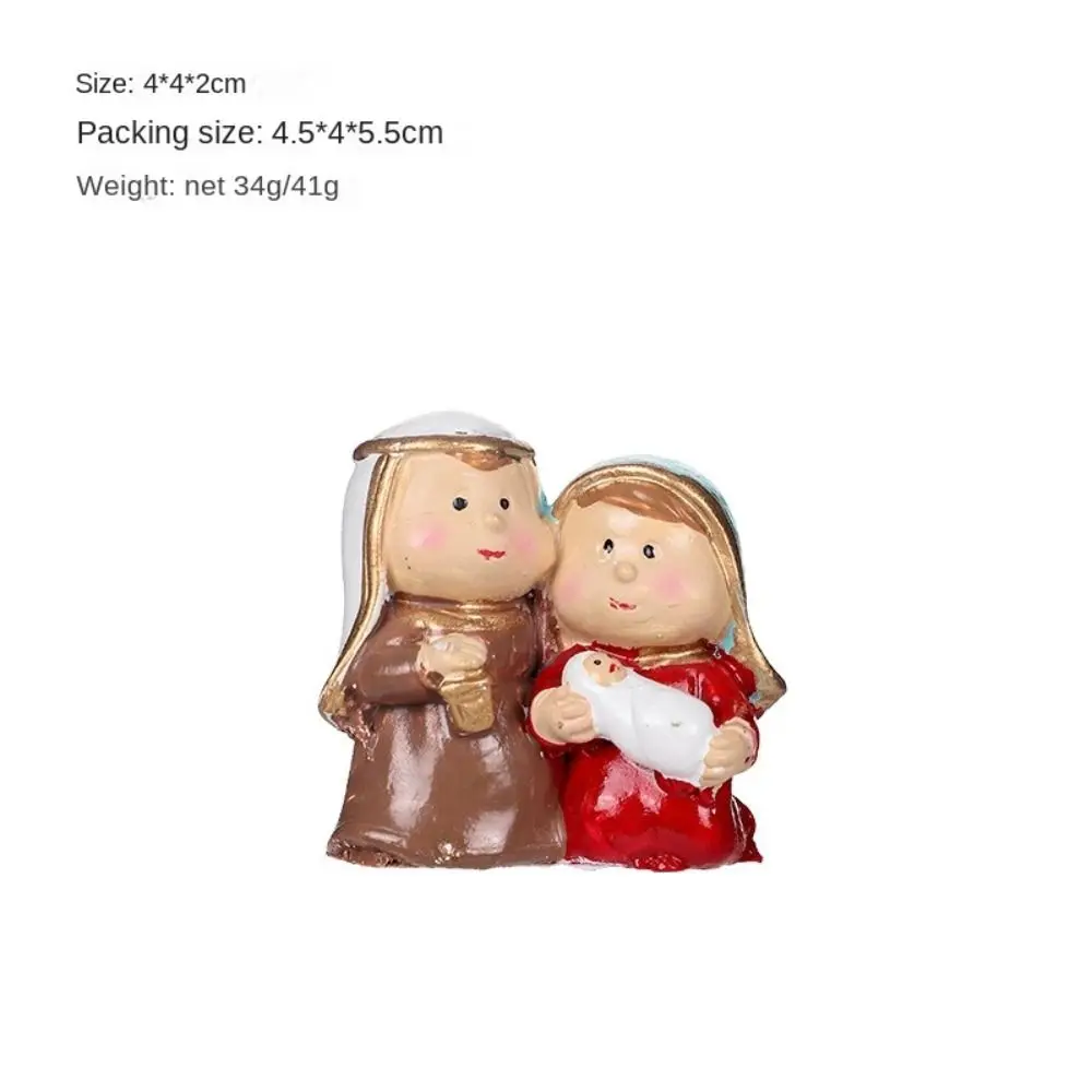 Thanksgiving Christmas Nativity Scene Figurine Jesus with Manger Virgin Mary Table Decoration Resin Creative Kids Gift Bookshelf