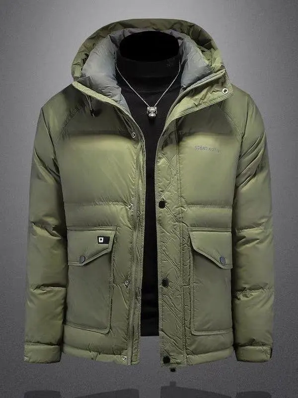 

Men's Hooded Jaet Thiened down Jaet Warm Faionable Slim Fit Winter Coat White Padded Jaet Ci Casual Outerwear
