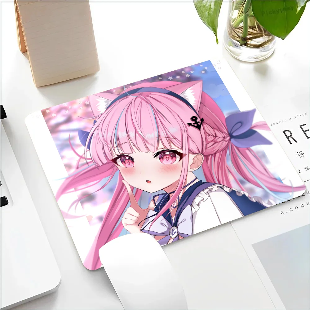 Aqua Minato Virtual Youtuber Hololive Girl Mousepad Small LockEdge Mouse Pad For Gamers Computer Desk Pad Anti-slip Rubber