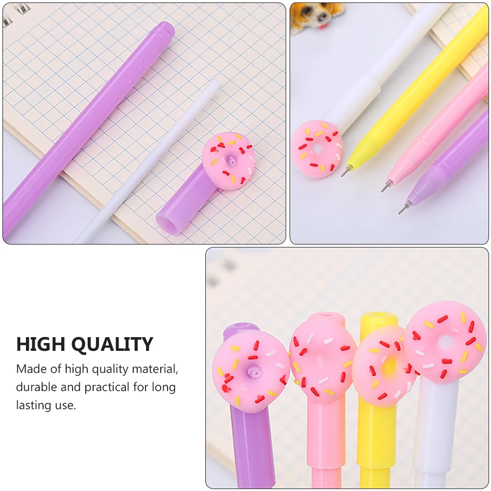 

20pcs Cartoon Gel Pen Donut Design Refillable Smooth Writing Ink Pens Silicone Plastic Stationery For Student Office
