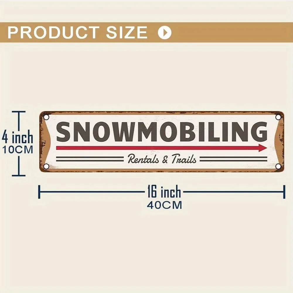 CIFbuy 2D Flat Custom Snowmobile Trail Aluminum Sign,Winter Mountain Art Cabin Office Indoor Outdoor Wall Decor