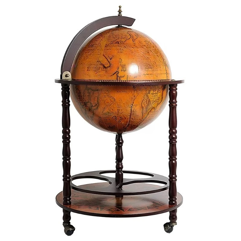 

Handmade Globe Beverage Cabinet 17 3/4 Inch Retro Style Liquor Storage Bar Cart for Home and Office Decor