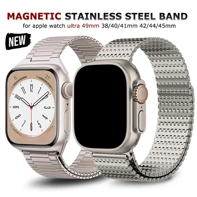 Luxury Magnetic Strap for Apple Watch 10 9 8 Band Ultra 2 49mm 42 46 44 45mm Titanium Color Bracelet for iWatch 7 se 6 5 40 41mm