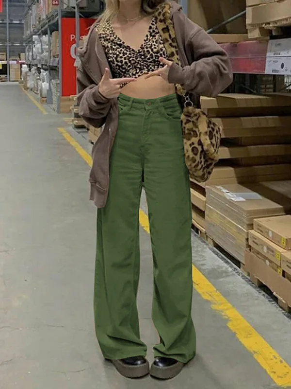 Retro High-waist Casual Wide-leg Pants Women's Comfortable Loose Trousers Vintage High Waist Loose Fit Long Pants