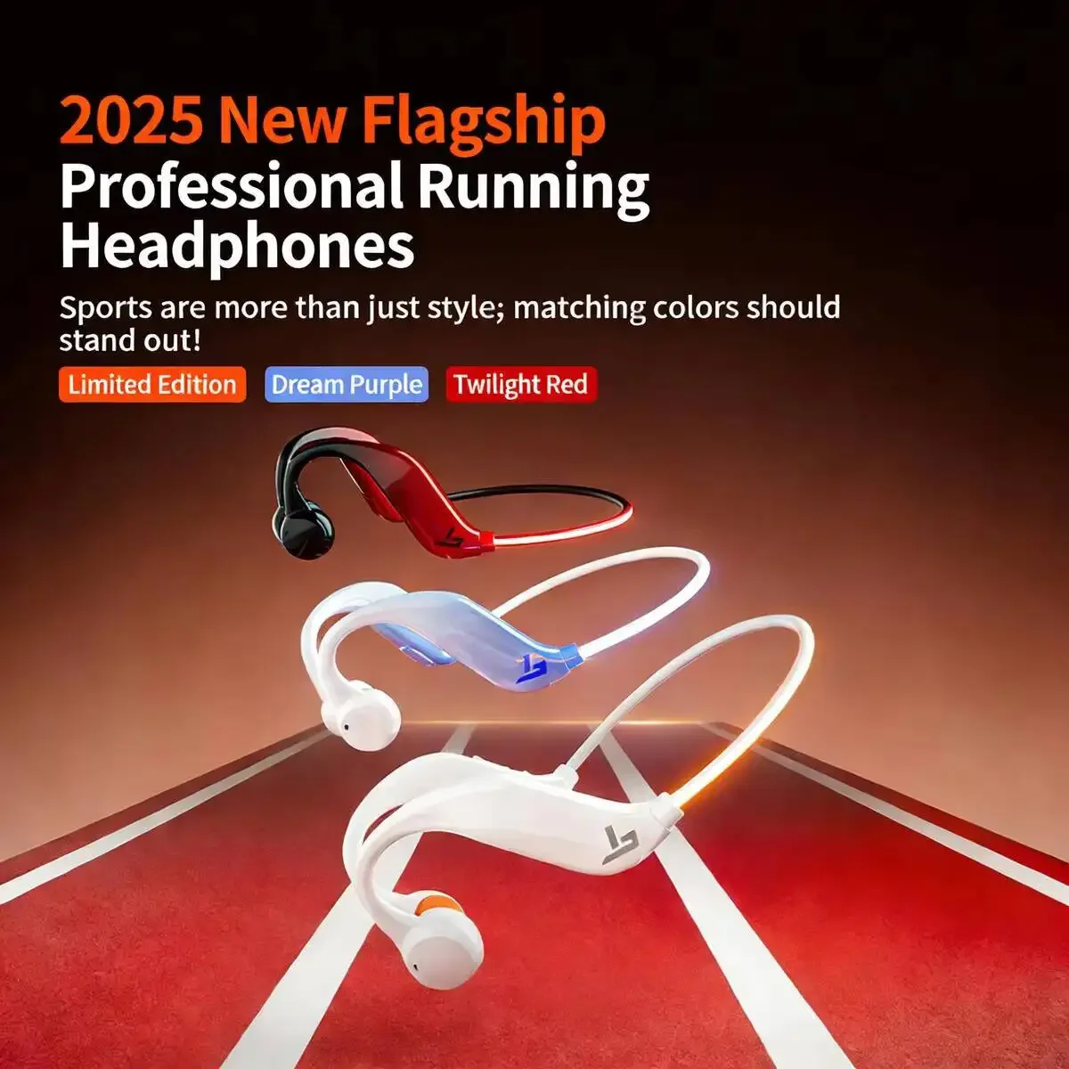 

New Professional Air Conduction Bluetooth Neckband Headphones LED Night Running Light TF Card Support for Sports Music Training