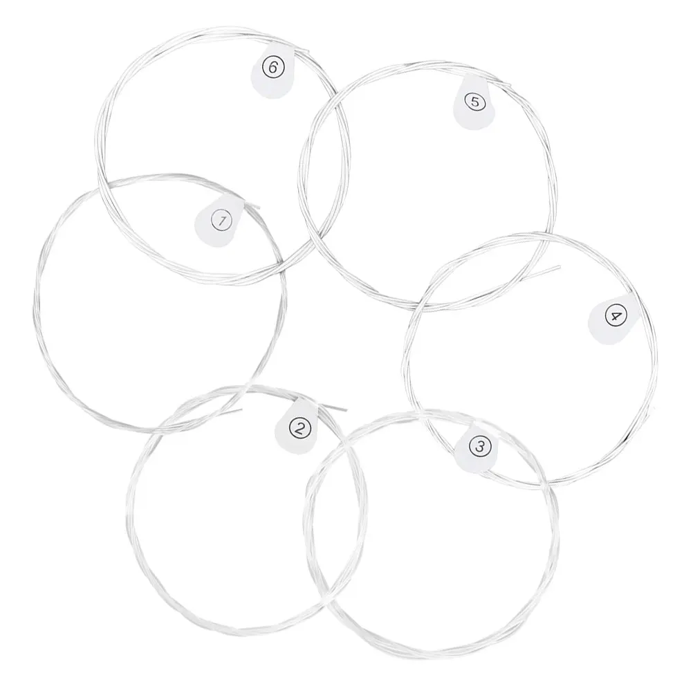 

6 Pcs Guitar Strings Classical Nylon Silver Plated Durable Acoustic Folk String Set Easy Install Resonance Comfort