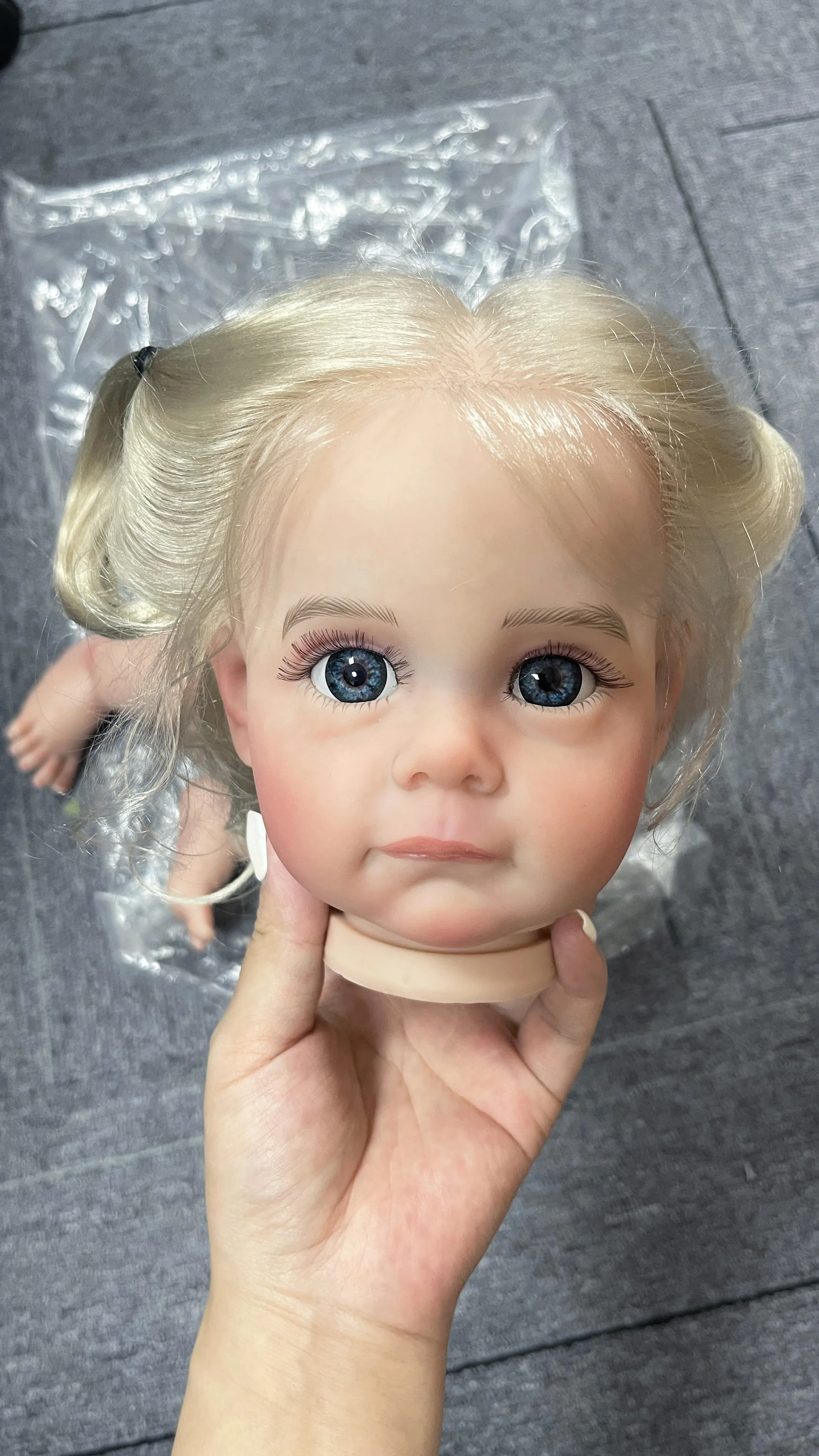 21Inch Maggi Reborn Doll Kit Unassembled Already Painted Doll Parts with Rooted Hair with Visible Veins with body and eyes