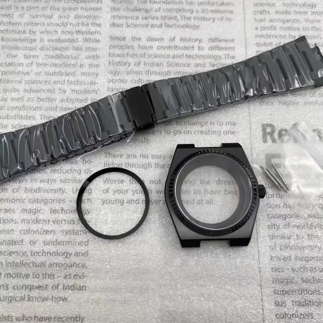 スーパープレーヤーストラップセット,nh35と互換性のある黒いケース,自動巻きムーブメント,底部から透明なサファイアガラス,prx40mm,新品