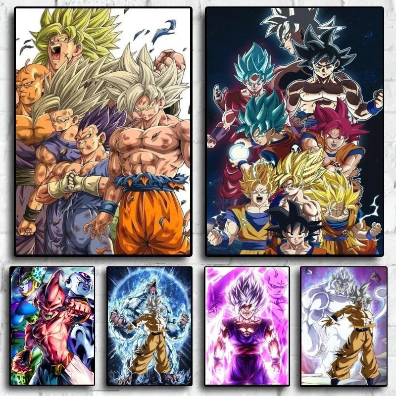 Canvas Artwork Painting Seven Dragon Ball Sun Wukong Prints And Prints Living Room Cartoon Character Picture Wall Decoration